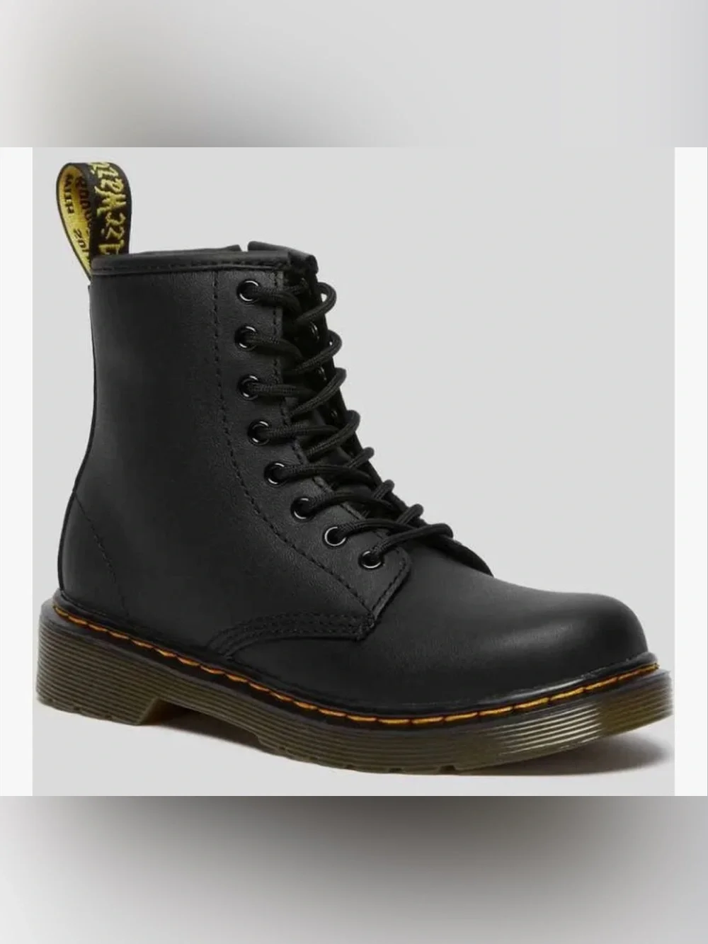 Dr. Martens Delaney Black Leather Lace-Up Boots in Size 2 youth Back to Class